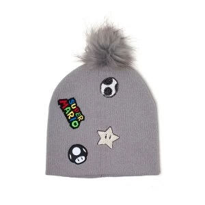 Image of Nintendo - Patches Unisex One Size Beanie - Grey