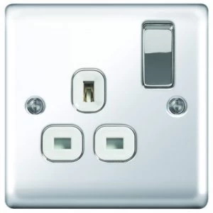 Image of Wickes 13A Raised Plate Single Switched Socket - Polished Silver