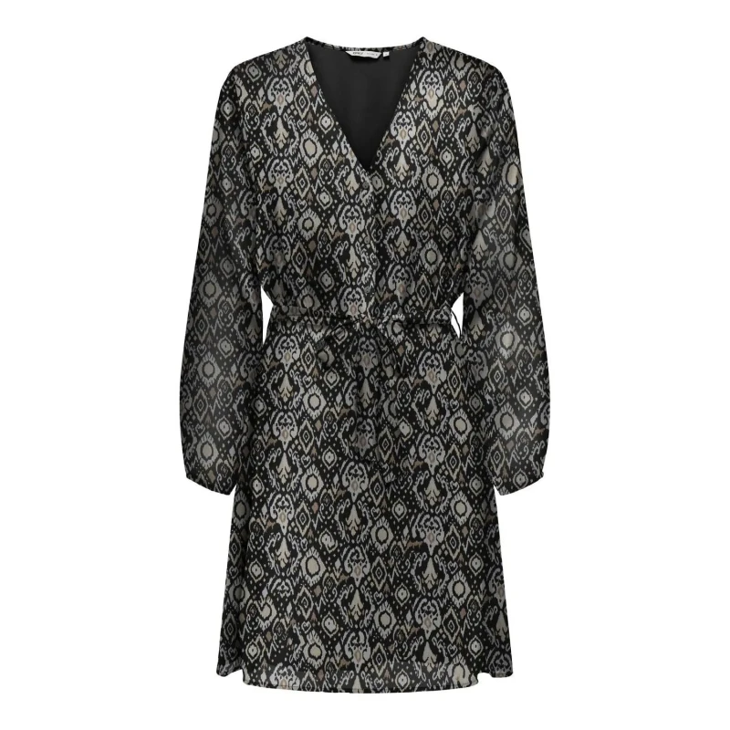 Image of Only V-Neck Mini Dress Black Print Women XS;S;M;L;XL