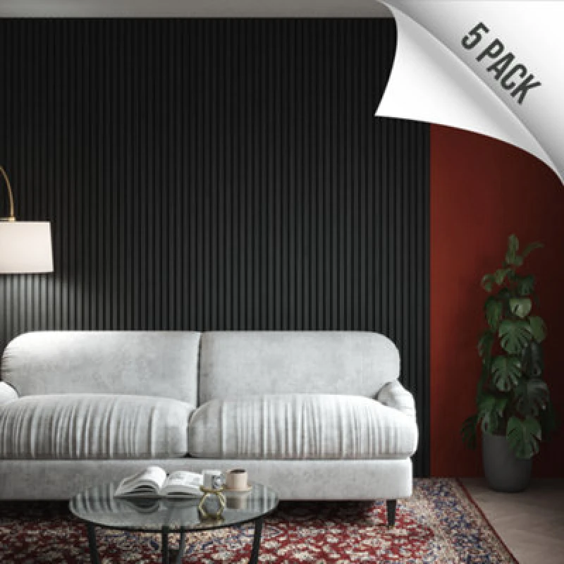 Image of Kraus Easy Living - Slate Grey - Acoustic Slat Wall Panel X5 Pack - (L) 240Cm X (W) 60Cm - 5 Panel Value Pack