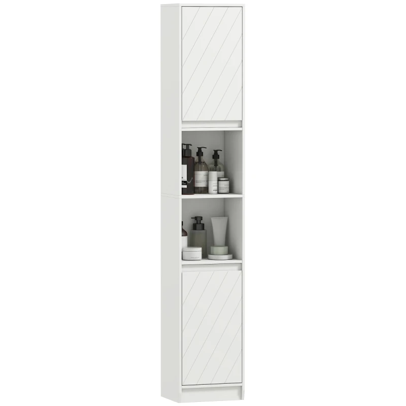 Image of HOMCOM HOMCOM Narrow Bathroom Storage Cabinet with Open Compartment, White White One Size Unisex 5063603038103