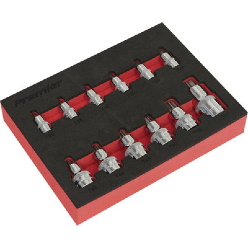 Image of Loops 12pc TRX Star STUBBY Socket Bit Set - 1/4" 3/8" 1/2" Square Drive Short Shaft Multi