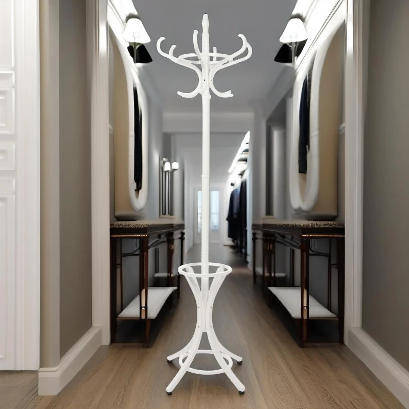 Image of Rafaelo Mobilia Wooden Coat Stand With 12 Hooks in White White Unisex