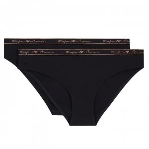 Image of Emporio Armani 2 Pack Logo Briefs Black/Gold Size L Men
