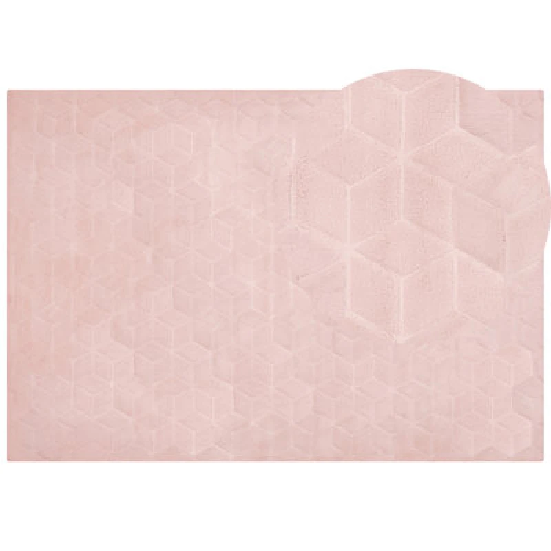 Image of Beliani Faux Fur Rug Thatta Pink 160 X 230 Cm