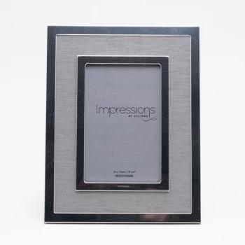 Image of 4" x 6" - Silver Plated Photo Frame with Grey Linen Insert