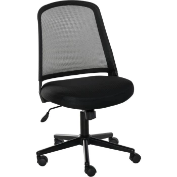 Image of Vinsetto - Armless Office Swivel Chair Work Leisure Seat w/ Mesh Back Wheels Black