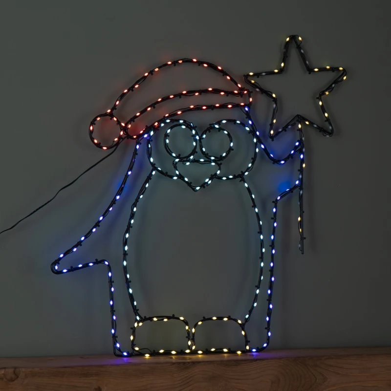Image of 58cm x 52cm Light up FlexiBrights Christmas Penguin with Star & 221 Multi-Coloured LEDs