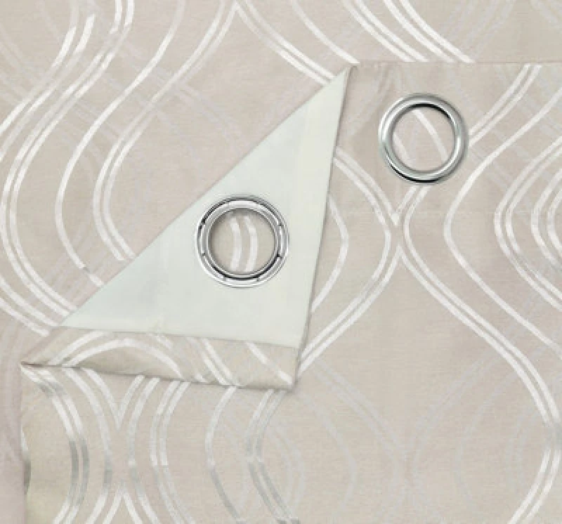 Image of Intimates Elegant Ring Top Curtains - Woven Jacquard Lined, Soft Touch For Living Room Or Bedroom - Machine Washable, - Beige