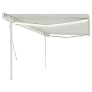 Image of Vidaxl Manual Retractable Awning With LED 5X3 M Cream