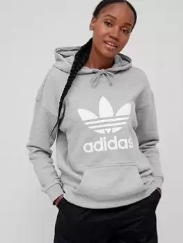 Image of adidas Originals Trefoil Hoodie - Medium Grey Heather, Size 10, Women