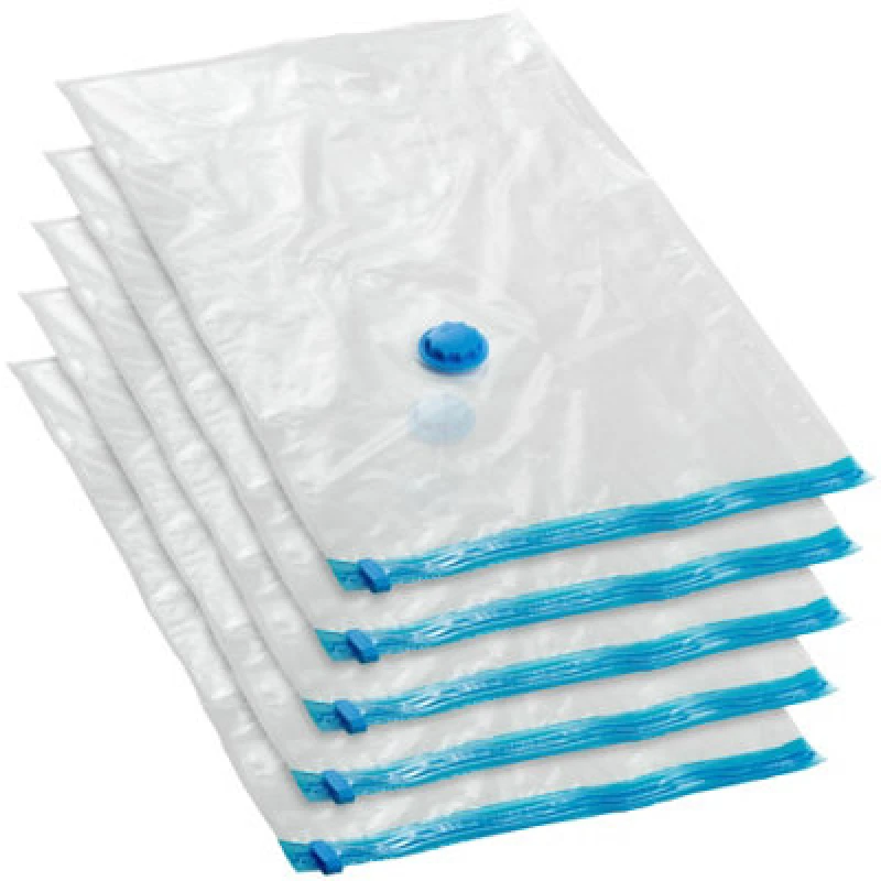 Image of Tectake Vacuum Storage Bags - 5 Bags With Intake And Exhaust Valve S (40 X 60 Cm) - Transparent