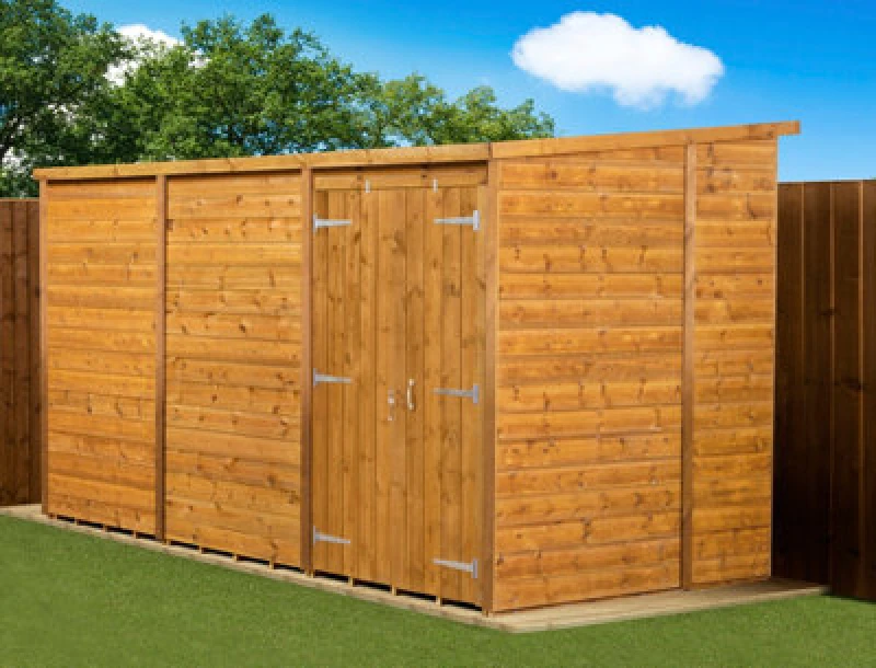 Image of Empire Sheds Empire Modular Pent 12X6 Dipped Treated Tongue And Groove Wooden Garden Shed Double Door (12' X 6' / 12ft X 6ft) (12X6)