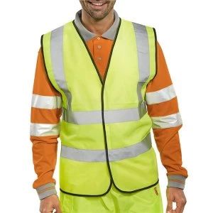 Image of Bseen High Visibility Waistcoat Full App Medium Yellow Black Piping