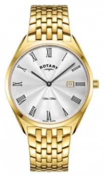 Image of Rotary Mens' Ultra Slim Gold Plated Steel Bracelet Watch