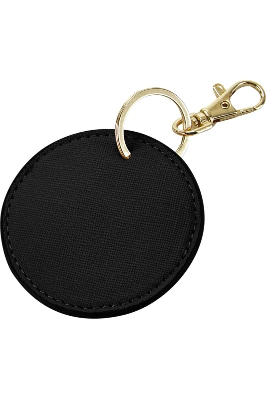 Image of Bagbase Boutique Circular Leather-Look PU Keyclip in Black Unisex One Size