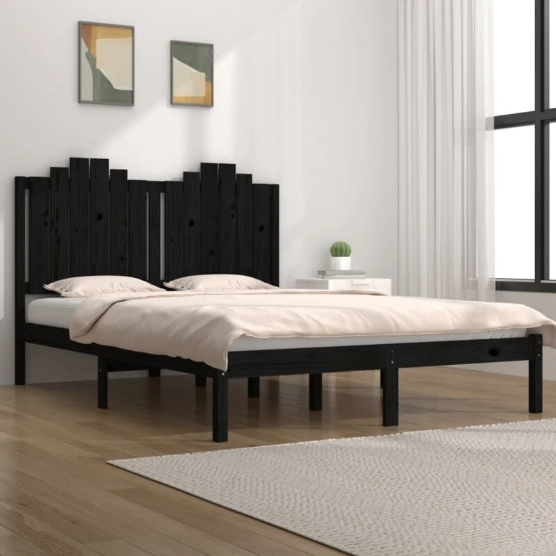 Image of VIDAXL 3103802 Bed Frame without Mattress Black Solid Wood 200x200cm (810041+818494) Vidaxl 8720287025528