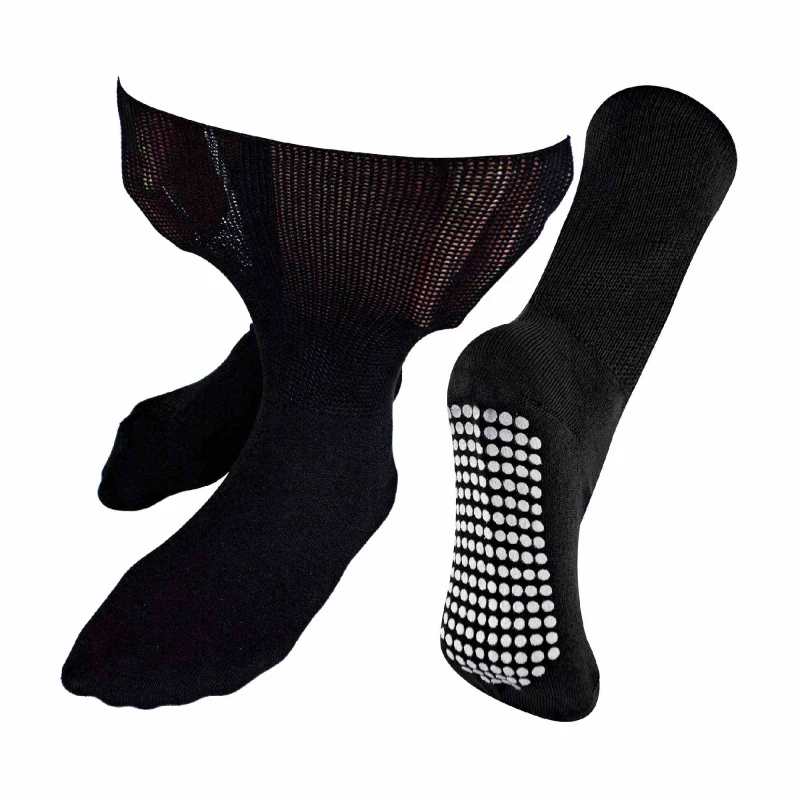 Image of Dr.Socks Dr.Socks Men 1 Pack Extra Wide Bamboo Oedema Socks with Grips in Black Size: 4-7 Black 4-7 Male 5060910922330