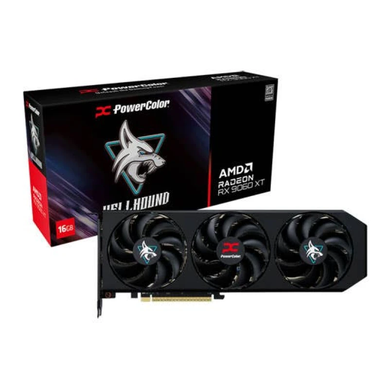 Image of PowerColor Radeon RX 9060 XT Hellhound GDDR6 16GB PCI-Express Graphics Card - RX9060 XT 16G-L/OC