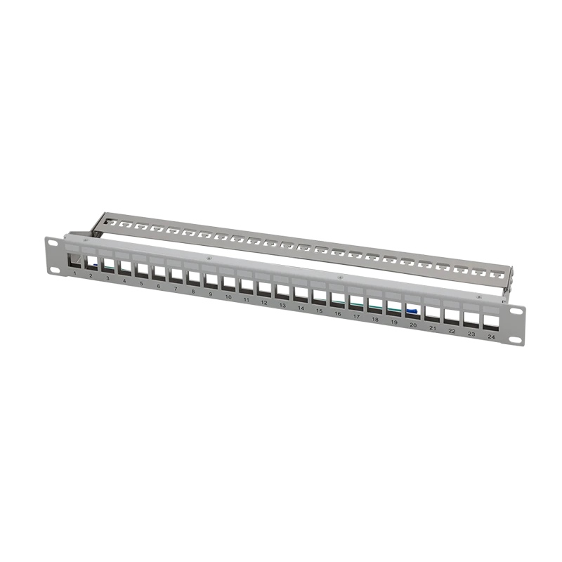 Image of LogiLink Keystone Panel 1U. 24 ports. shielded. with label field. grey