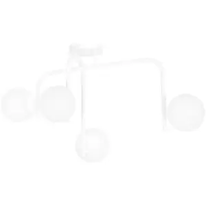 Image of Emibig Kalf White V2 Globe Ceiling Light with White Glass Shades, 4x E14