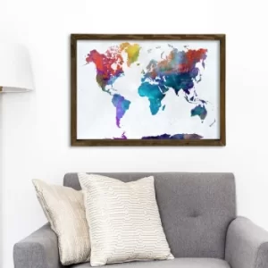 Image of Map056 Multicolor Decorative Framed MDF Painting