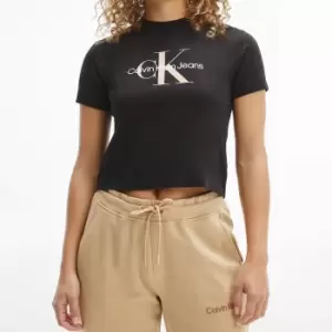 Image of Calvin Klein Jeans Womens Seasonal Monogram Baby T-Shirt - Ck Black - S