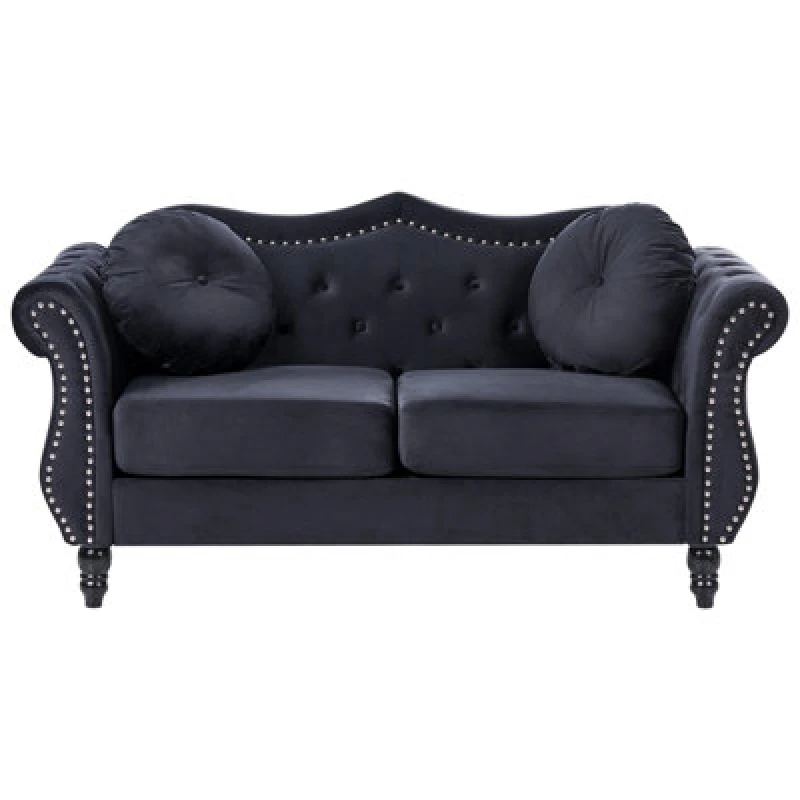 Image of Beliani Sofa 2 Seater Skien Velvet Black