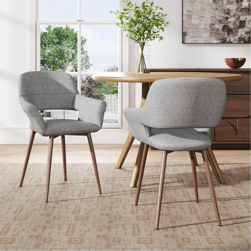 Image of Kabinet UK 2 Set Upholstered Linen Dinning Chair Grey unisex One Size