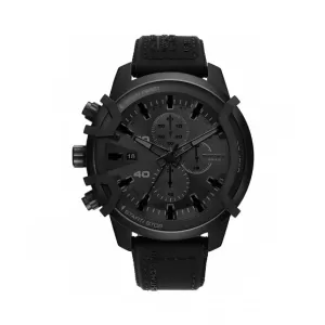 Image of Diesel Mens Griffed Chronograph Leather Watch - Black