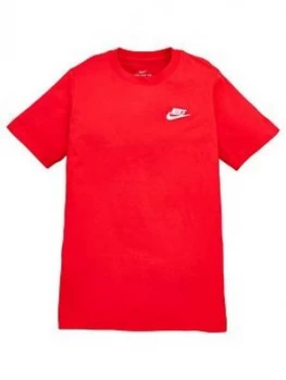 Image of Nike Boys NSW Embroidered Futura Tee - Red/White, Size M