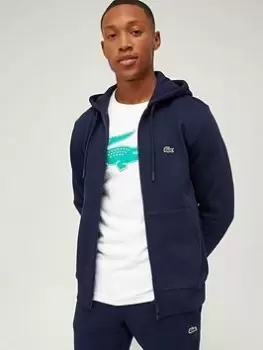 Image of Mens Lacoste Kangaroo Pocket Fleece Sweatshirt Size 10 - 5XL Navy Blue
