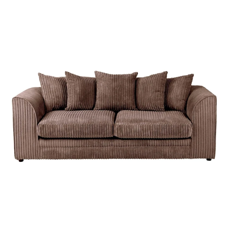 Image of LUXURY LIFE Dylan Jumbo Cord Fabric 3 Seater Sofa Chocolate