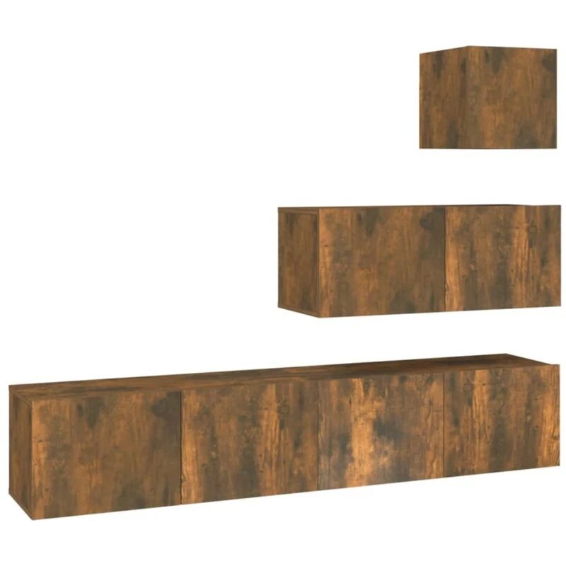 Image of VIDAXL Vidaxl - 4 Piece tv Cabinet Set Smoked Oak Engineered Wood 8720287107972