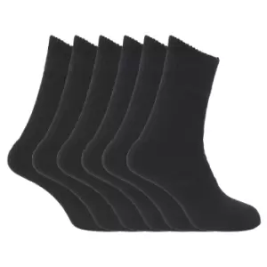 Image of FLOSO Ladies/Womens Premium Quality Multipack Thermal Socks, Double Brushed Inside (Pack Of 6) (Shoe 4-7) (Black)