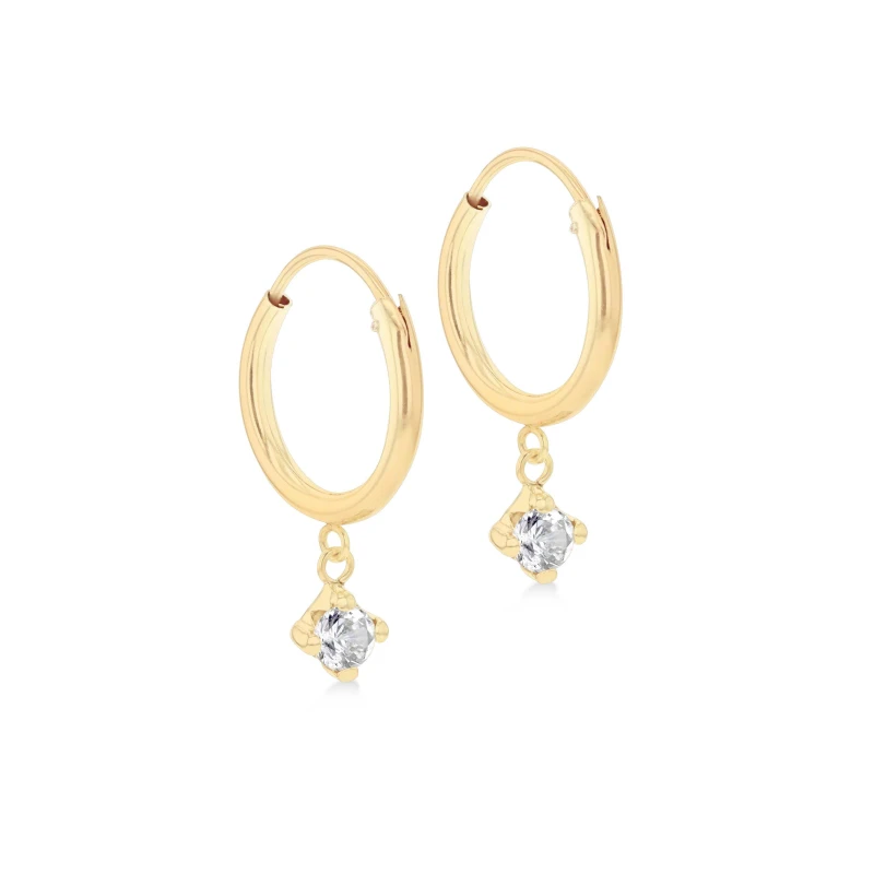 Image of Be You 9ct Gold CZ Endless Hoop Drop Earrings Yellow Gold female One Size