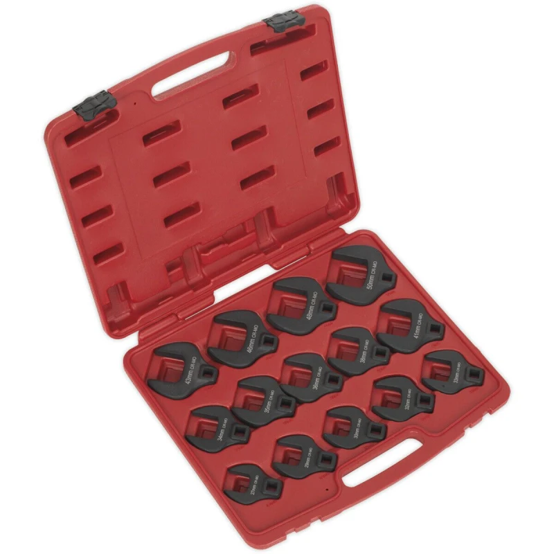 Image of Loops 14pc Crows Foot Nut Spanner Socket Set - 1/2" Square Drive Ratchet - PHOSPHATE Multi