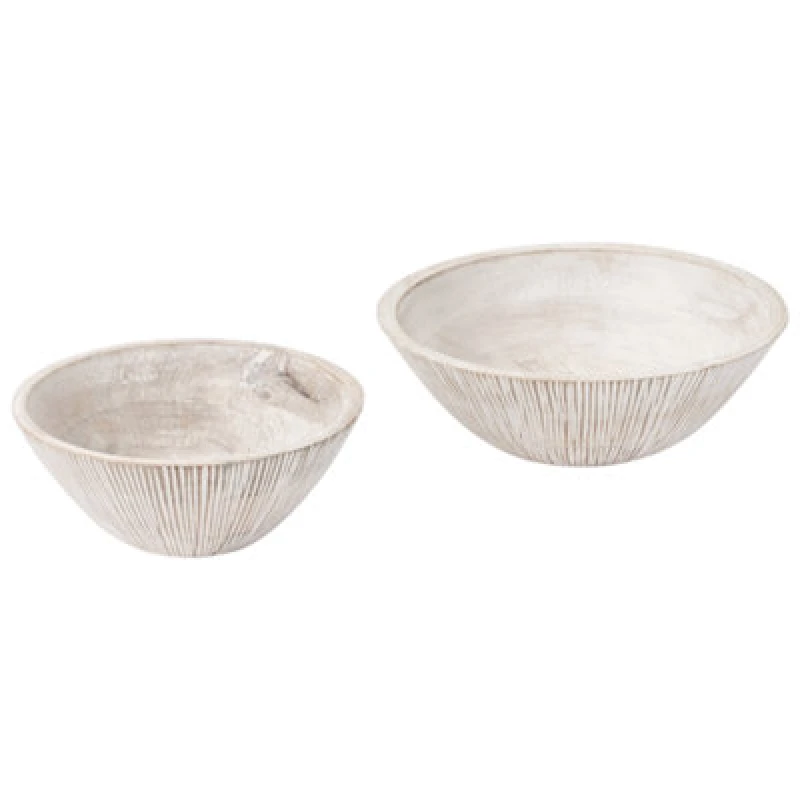 Image of Beliani Set Of 2 Bowls Siwa Mango Wood Light Brown