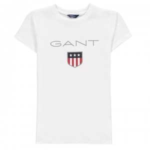 Image of Gant Shield Logo T Shirt - White 110