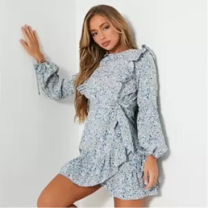 Image of I Saw It First Floral Print Frill Detail Tea Dress - White