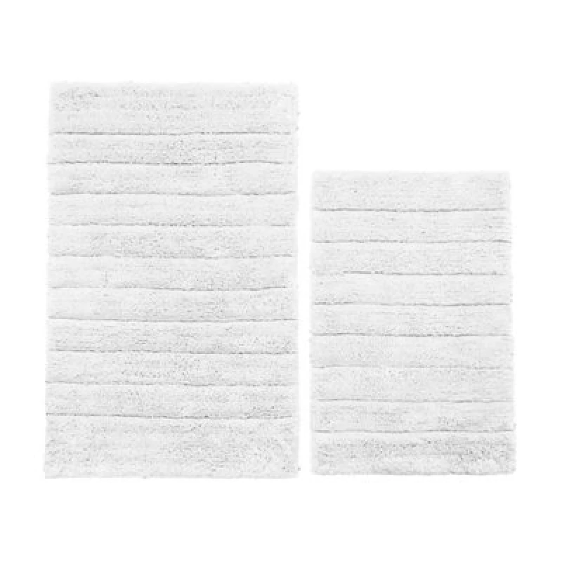Image of Allure Bath Fashions Marlow Ribbed Two Piece Bath Mat Set - White