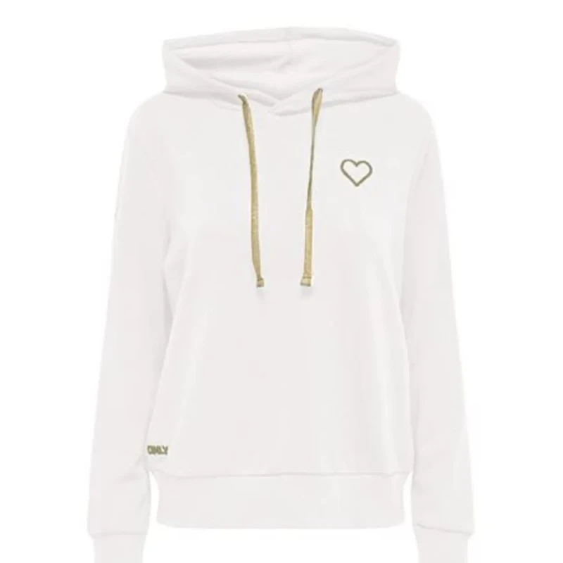 Image of Only Heart Print Hoodie White Women XS;S;M