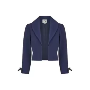 Image of Yumi Navy Cropped Retro Jacket The Bow Cuff - Blue