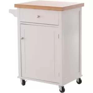 Image of HOMCOM Kitchen Cart Storage Trolley with Drawer Towel Rail White