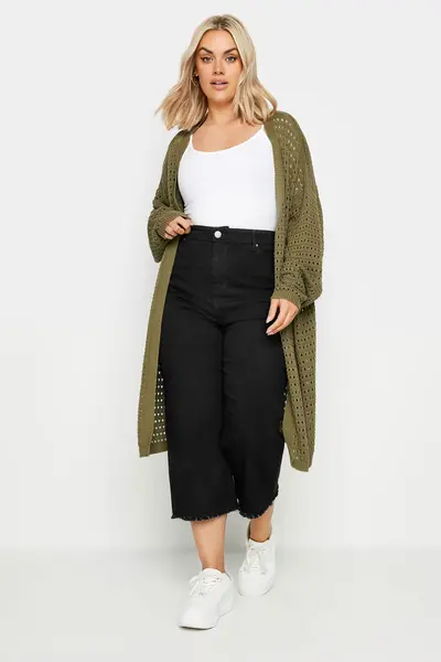 Image of Yours Cropped Wide Leg Jeans Black