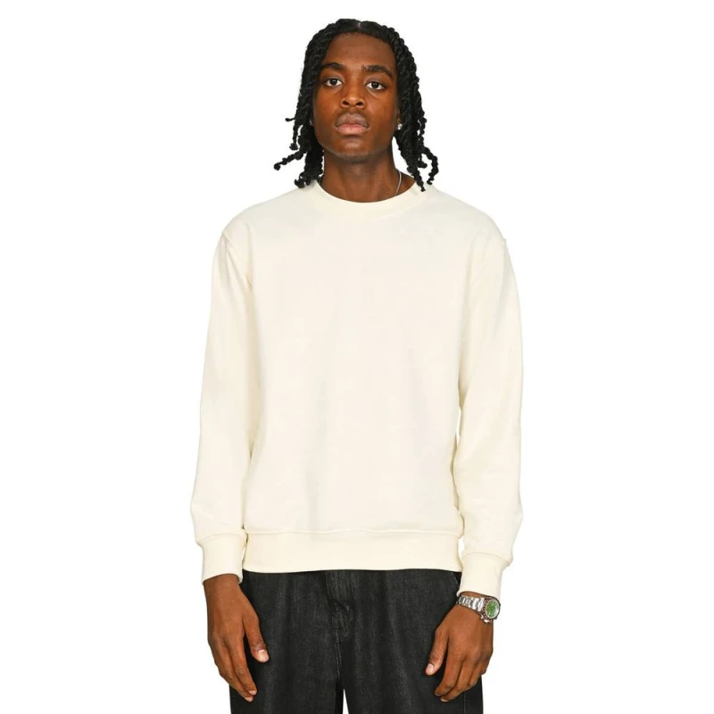 Image of Casual Classics Mens Core Combed Cotton Regular Sweatshirt in Ecru Size: Small Ecru Male S