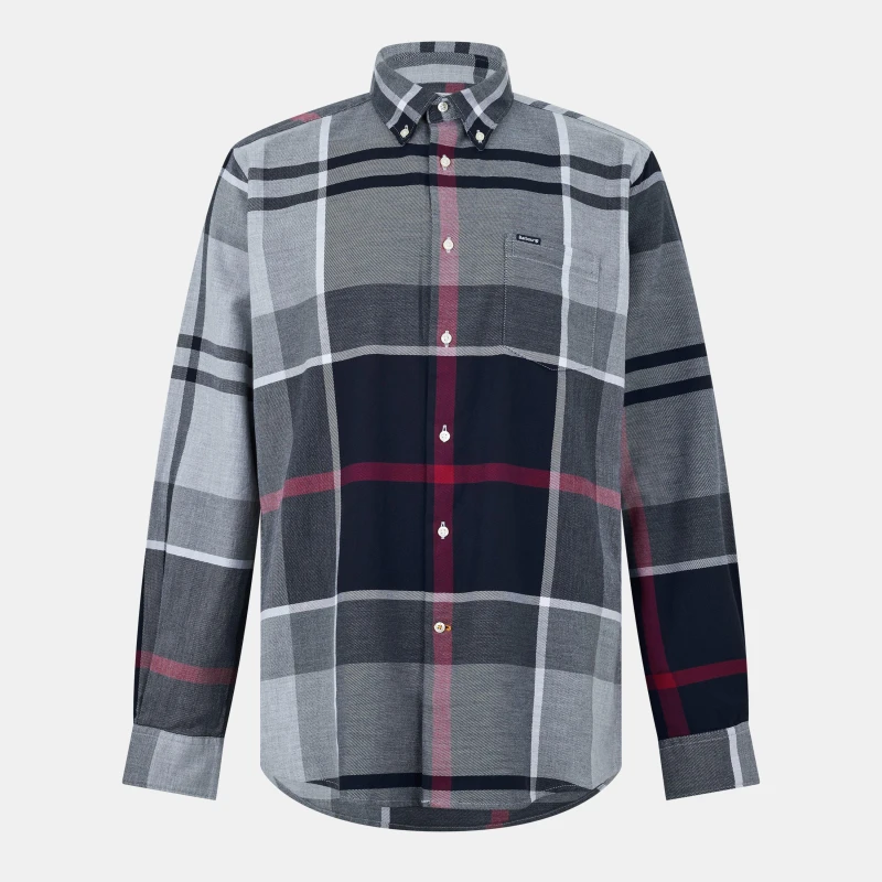 Image of Barbour Dunoon Tailored Tartan Shirt Blue Granite XXL