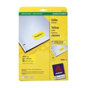 Image of Avery L6035-20 Yellow Coloured Labels yellow Pack 480