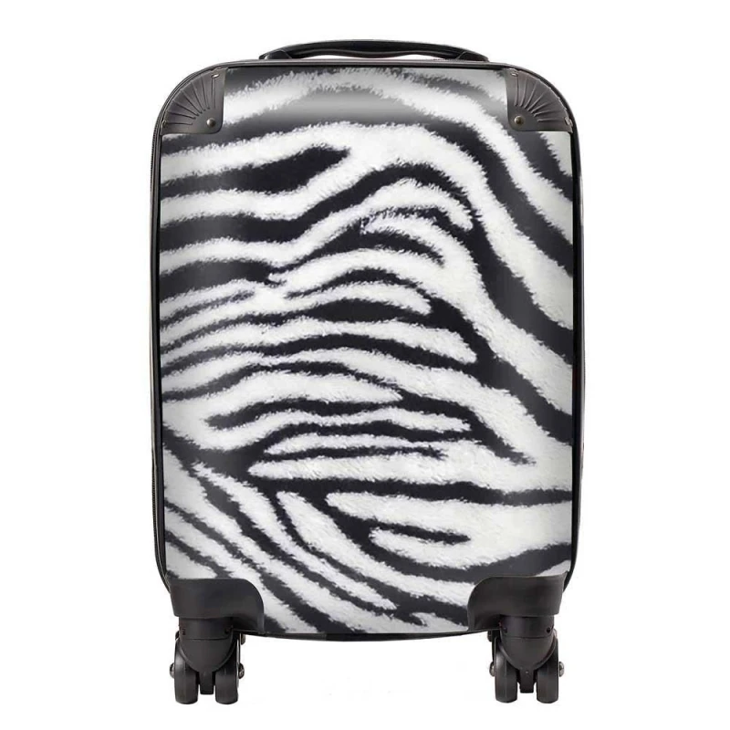 Image of Warren Reed - Designer Zebra Texture Pattern Suitcase in Grey Size: Medium Grey Unisex Medium
