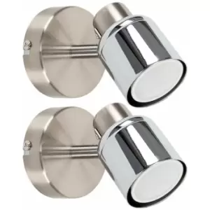 Image of 2 x Ceiling/Wall Spotlights - Chrome